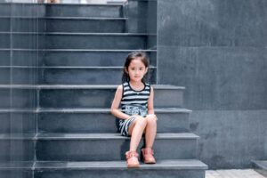 girl sitting stairs